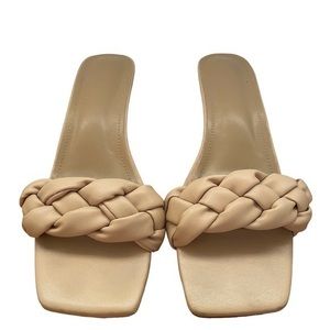 Shein Braided Band Mule Sandals Khaki‎ Size 41